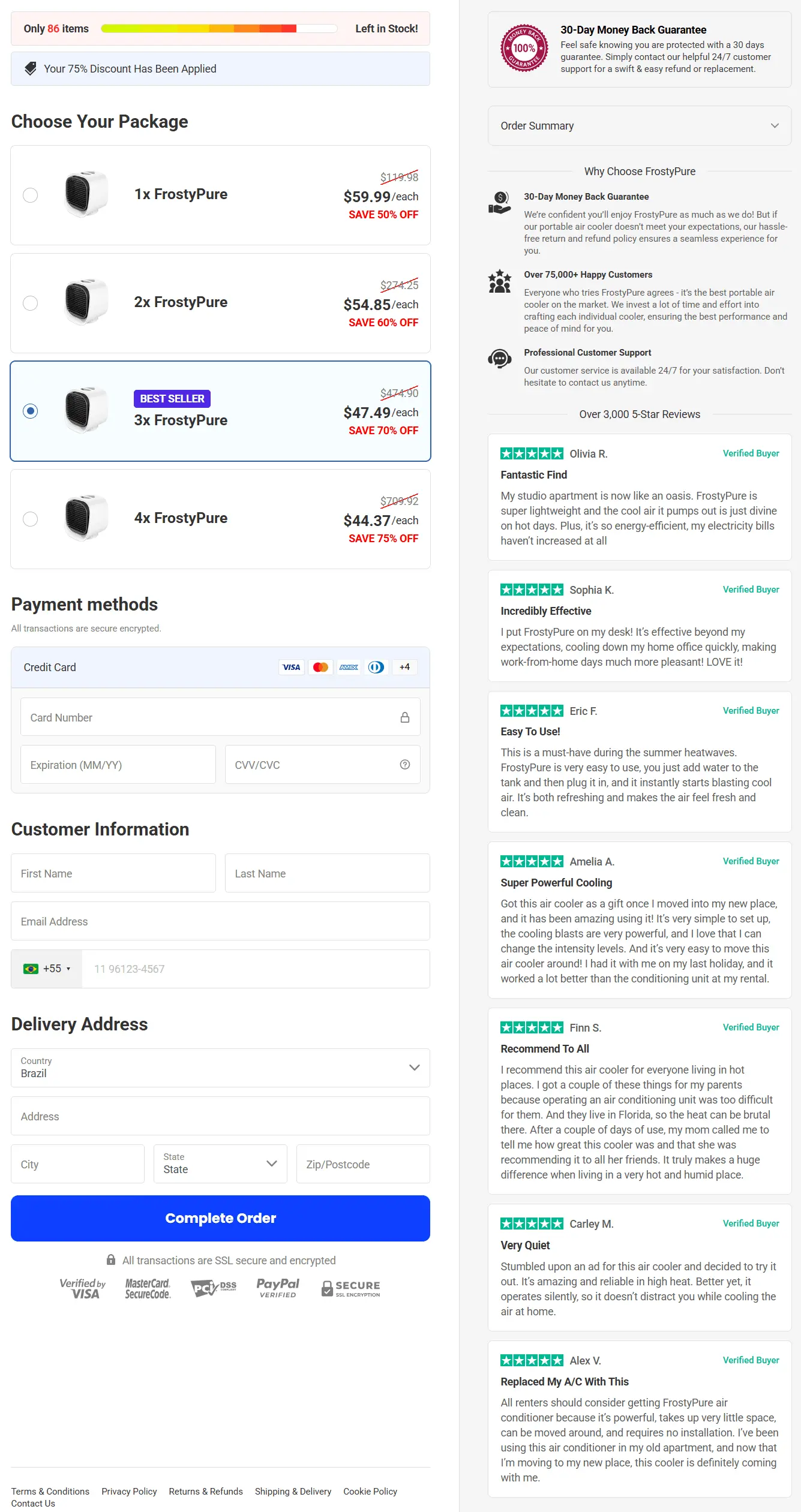 frostypure secure checkout page